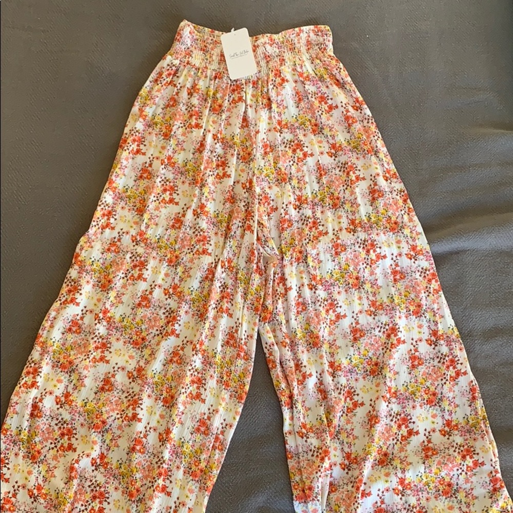 Ces Femme—Wide Leg Elastic Floral Pants
